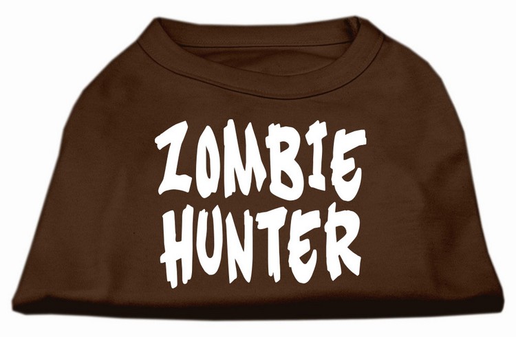 Zombie Hunter Screen Print Shirt Brown XS